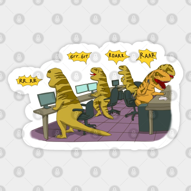 T rex Family at work Sticker by Yeaha